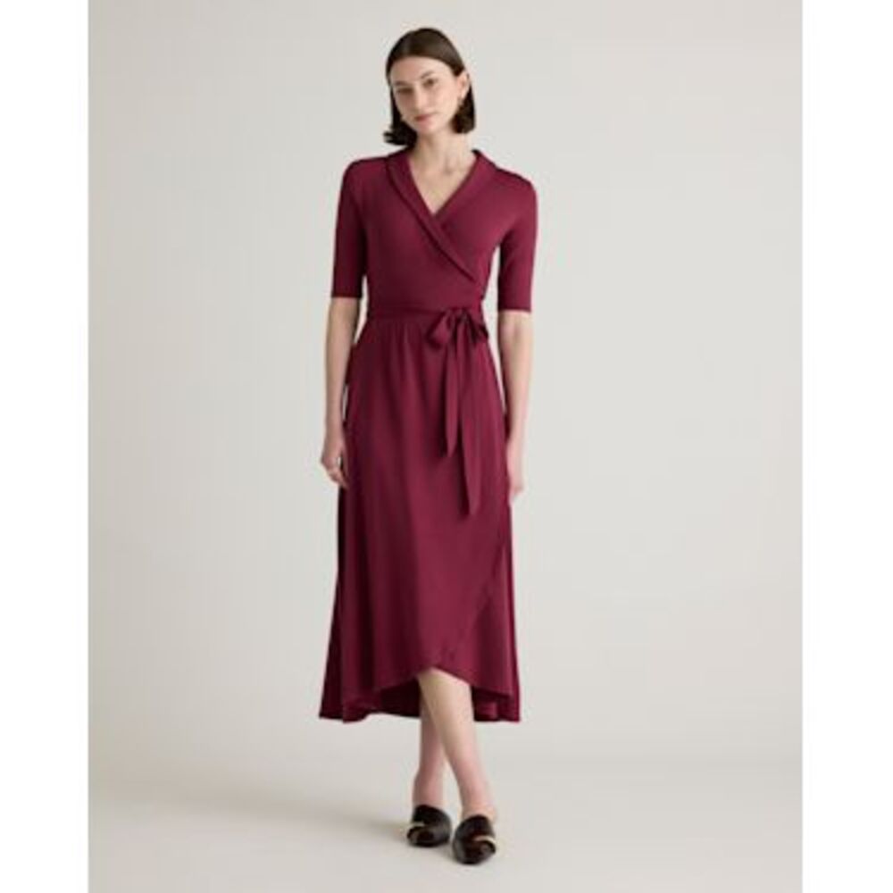 Quince Burgundy Wrap Dress